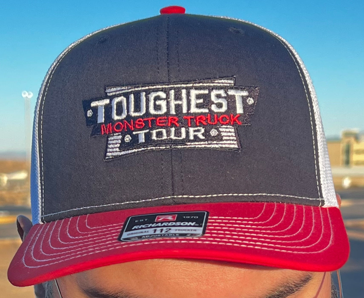 Adjustable Cap - Black Front, Red Bill, White Back