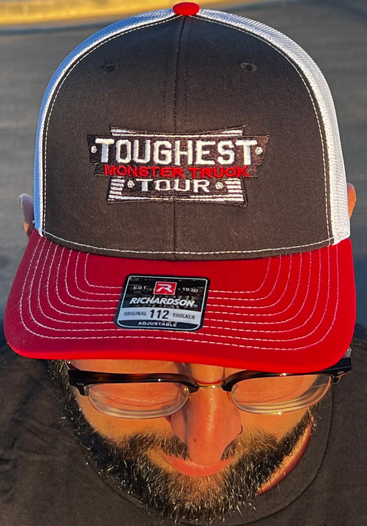 Adjustable Cap - Black Front, Red Bill, White Back